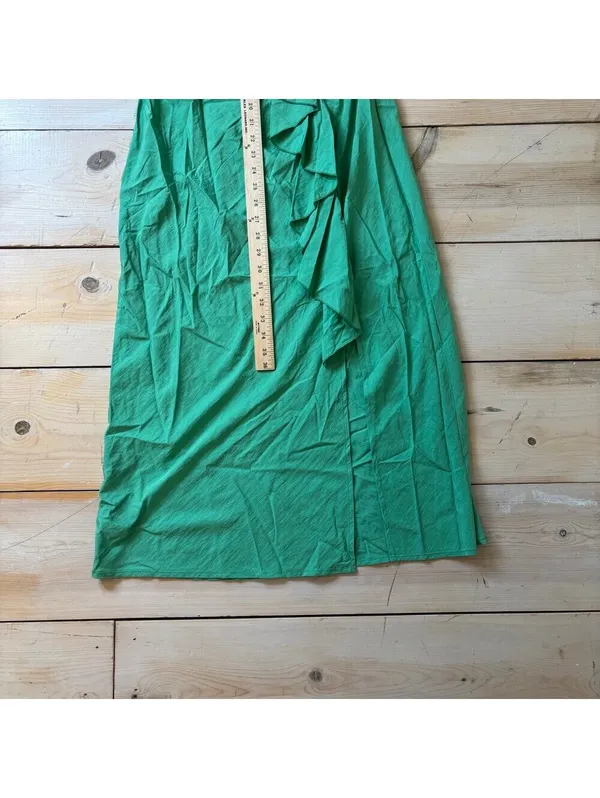 Future Collective NWT Women's Flutter Asymmetrical Ruffle Midi Dress Green S - Image 10