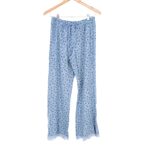 Free People Intimates Pajama Pants Womens W26 Blue Floral Stretch Drawstring - Image 2