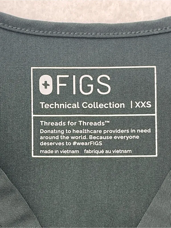 Figs Technical Collection Womens Dark Gray Slate Short Sleeve Scrubs Top XXS - Image 8
