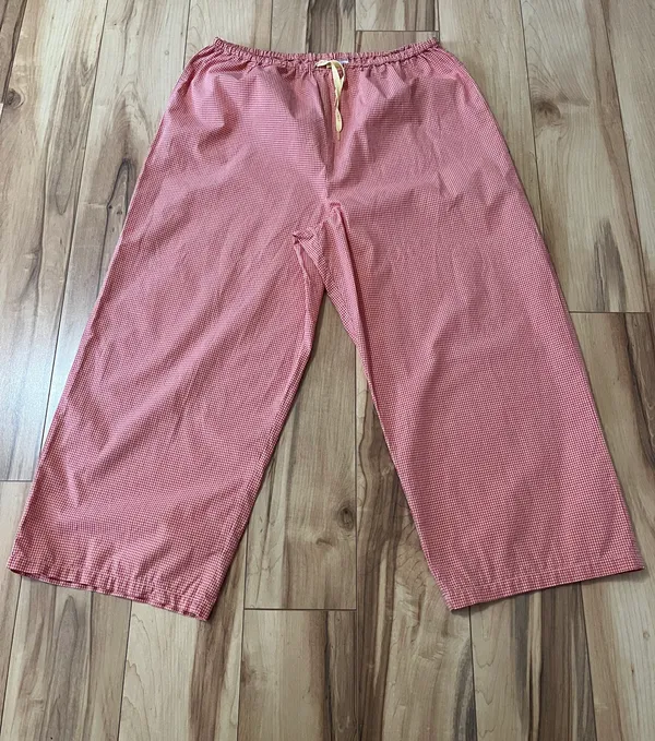 Victorias Secret Pajama Set Medium Orange Yellow Gingham Check Top & Crop Bottom - Image 6