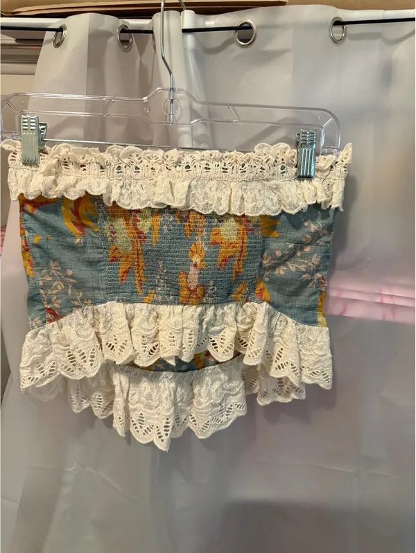 Free People Floral Lace Trim Strapless Tube Top Size Small - Image 4