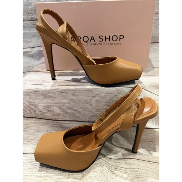 NIB Arqa Stiletto High Heel Sandals Adjustable Ankle Strap Peep Toe Size 39/8.5 - Image 2
