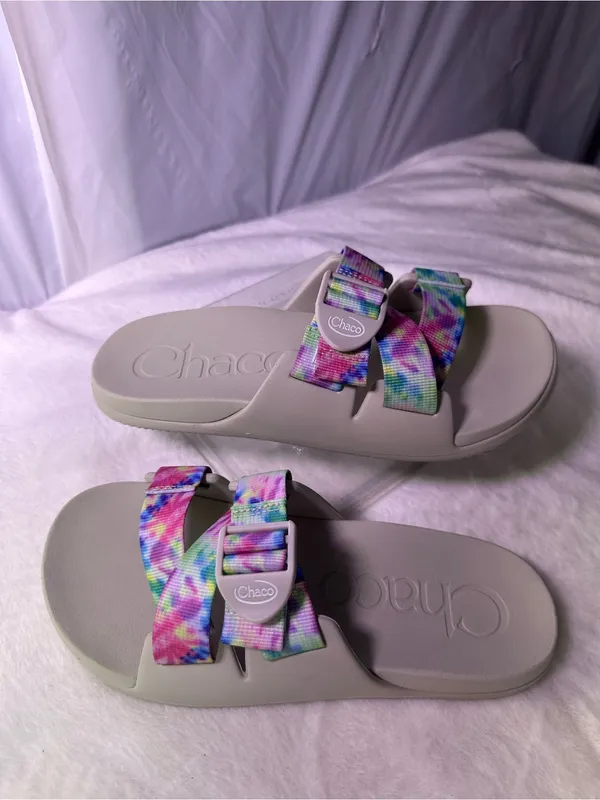 Chacos Slide Sandals with Pastel Tie-Dye Straps - Image 2