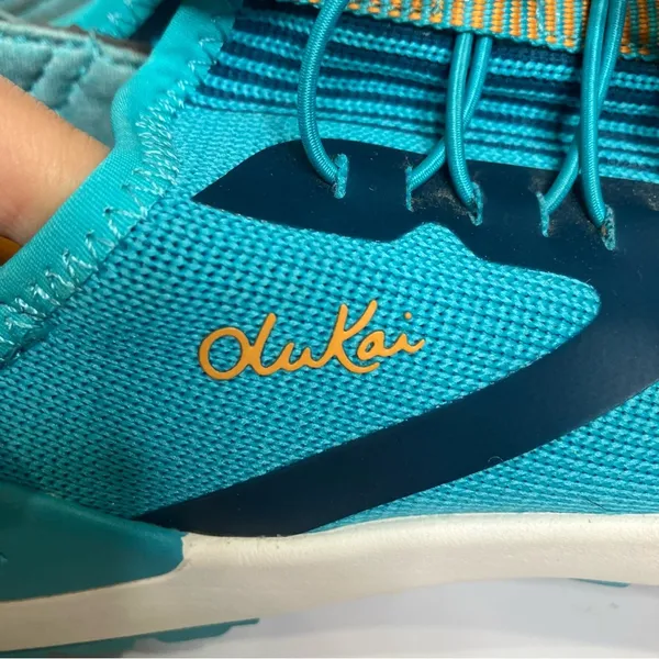 Olukai miki trainer sneakers teal casual women’s‎ size 8 bright slides - Image 8