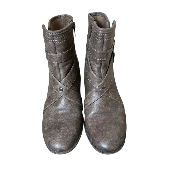 Natural Soul by Naturalizer Zela‎ Gray Ankle Boots Women's Size 6M Moto Combat - Image 2