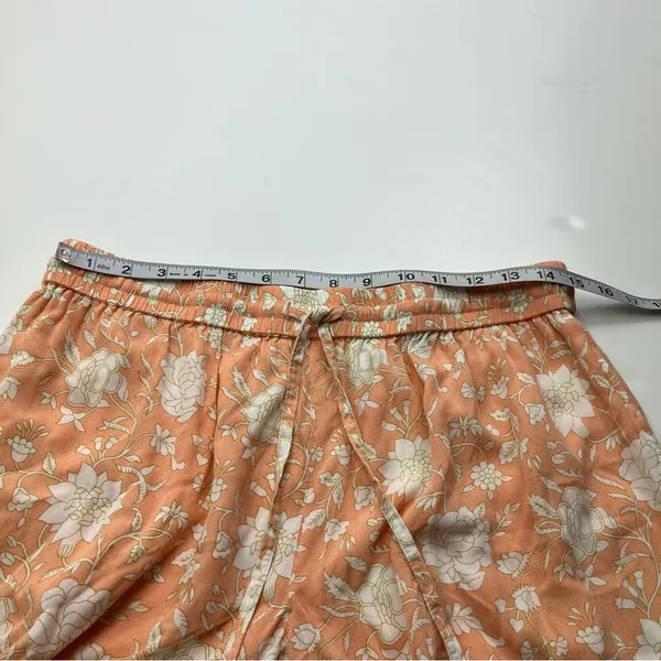 World Market Peach Green Floral Print Pajama Pants Womens Size‎ Small Pull On - Image 5