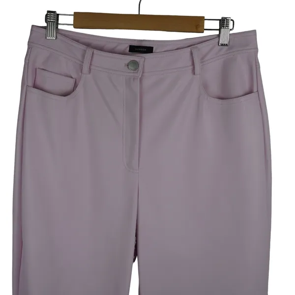 Halogen Faux Leather Pants Women Size 10 Pink Straight Leg Nordstrom High Rise - Image 9