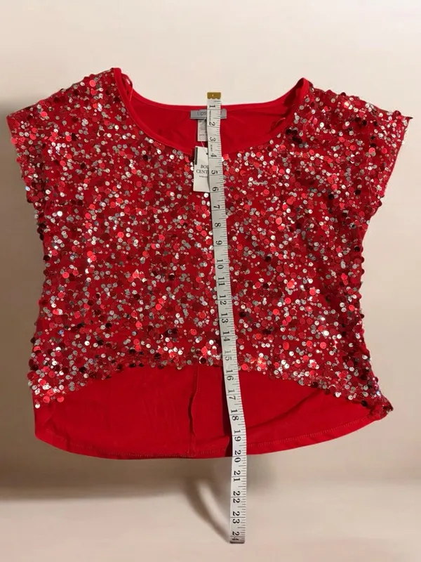 Body Central Red Sequin Crop Top - Image 3
