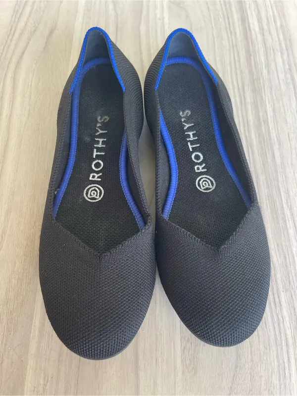 Rothy's Black Flats with Blue Trim - Image 2