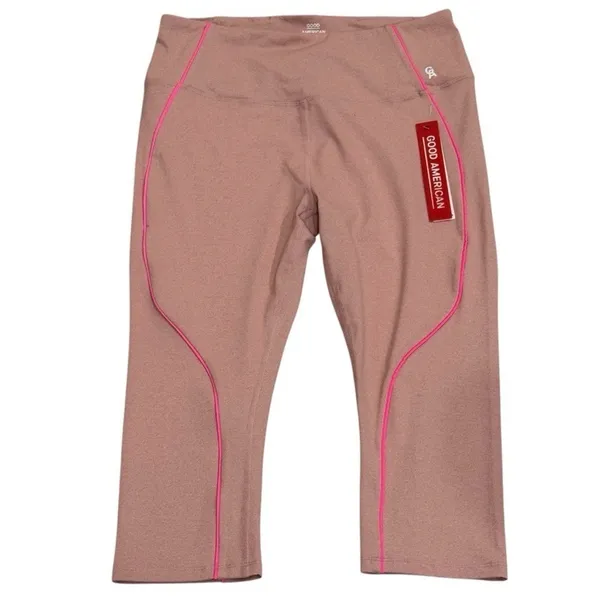 NEW Good American Pink Athletic Capri Leggings Workout Gym Stretch Size 4 (XL) - Image 2