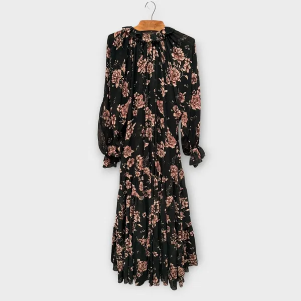 NEW FREE PEOPLE Feeling Groovy Floral-print Chiffon Maxi Dress Size Large - Image 11