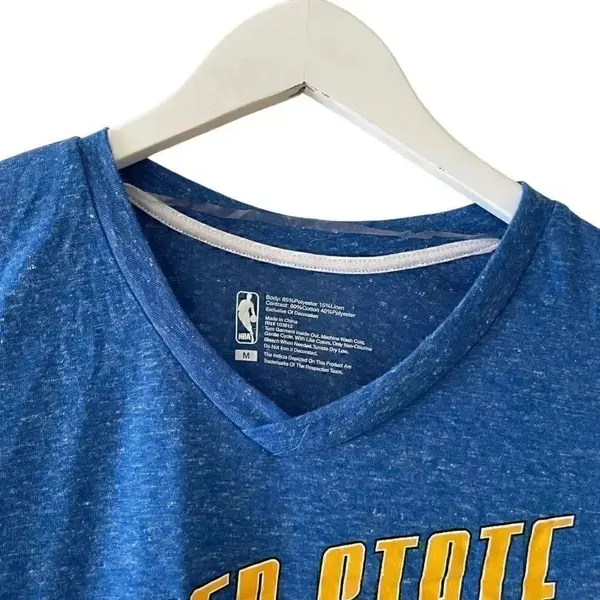 NBA Golden State Warriors Logo V Neck Adidas Women's Royal Long Sleeve Shirt SZ - Image 2