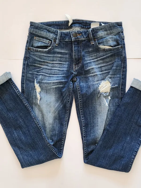 Distressed Mid-Blue Women's Skinny Jeans - Image 6