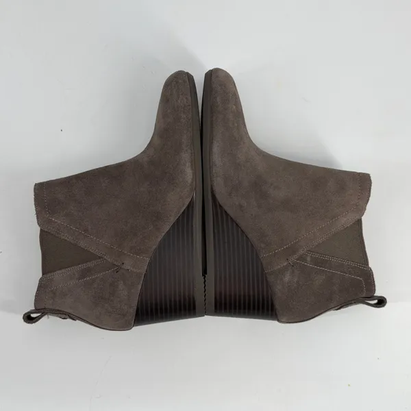 Vionic Gray Suede Wedge Ankle Boots Weather Resistant Side Zip‎ Women Size 5 - Image 4