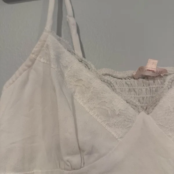 White Lace Bralette Crop Cami Top Size M - Image 3
