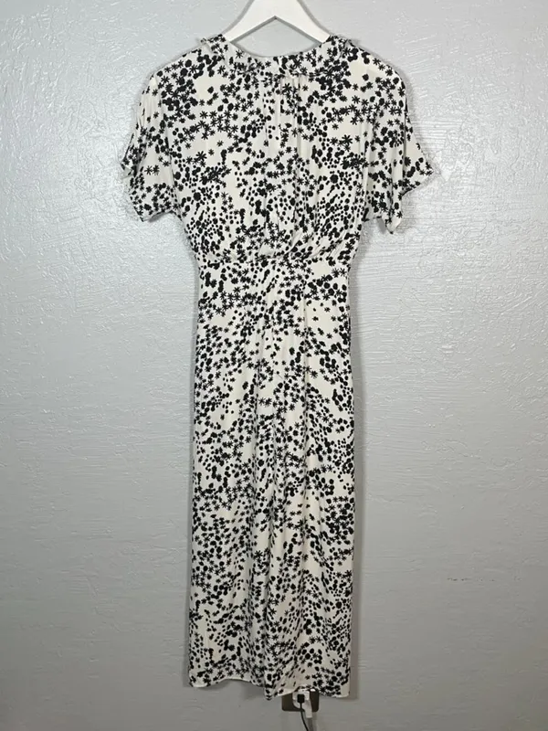 Whistles Women 4 White Black Floral Print Maxi Dress Button Front Ruffle Summer - Image 5