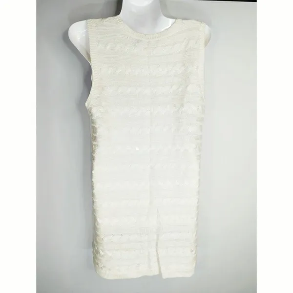 Lauren Ralph Lauren Women's Cable Knit Tunic‎ Sweater Dress White Medium - Image 3