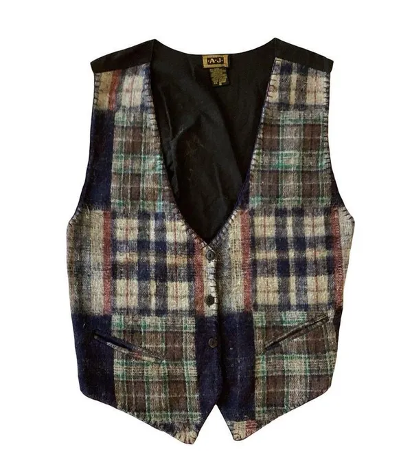 Vintage A J Patchwork Vest Green Size M - Image 3