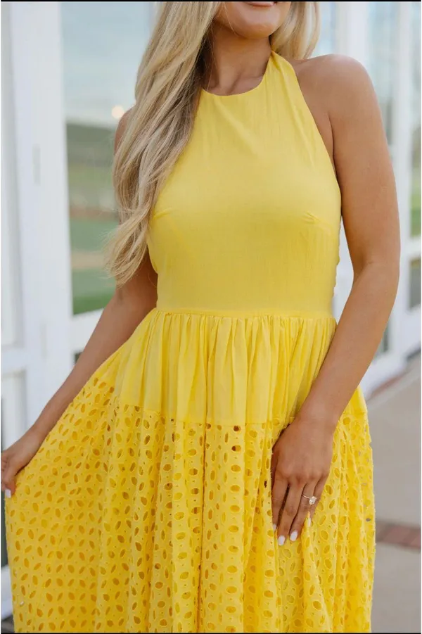 Halter Eyelet Maxi Dress - Image 6
