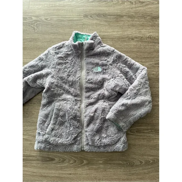 The North Face Fleece Sherpa Puffer Jacket Gray Aqua Women’s XS Reversible Osito - Image 2