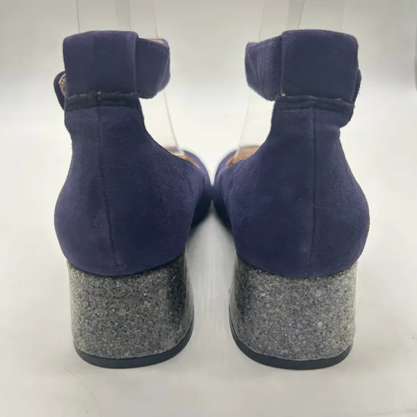 Nine West Heels Womens 6 Purple Suede‎ Leather Glitter Block Heel - Image 6
