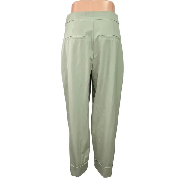 Zara Women's Green High Rise Barrel Cuffed Casual Baggy Trousers Pants Size M - Image 3