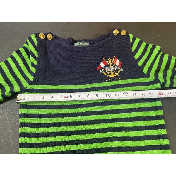 Lauren Jeans Co Ralph Lauren Nautical Stripe Sweater Crest Gold Buttons S - Image 9