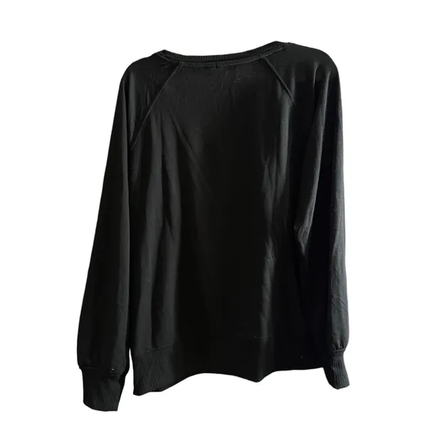Cato Holly Jolly Sequin Christmas Sweatshirt Black Raglan Sleeve Large - Image 2