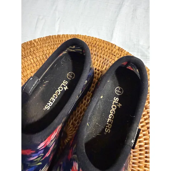 Sloggers Women Navy Blue Floral Waterproof Garden Shoes Rain Clogs Size 8 - Image 5