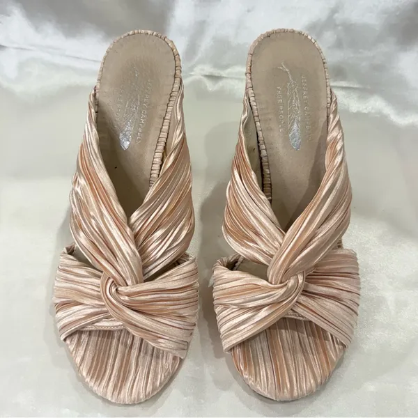 Free People X Jeffrey Campbell Venice Mule Heels 6.5 Twist Satin Feminine Chic - Image 5