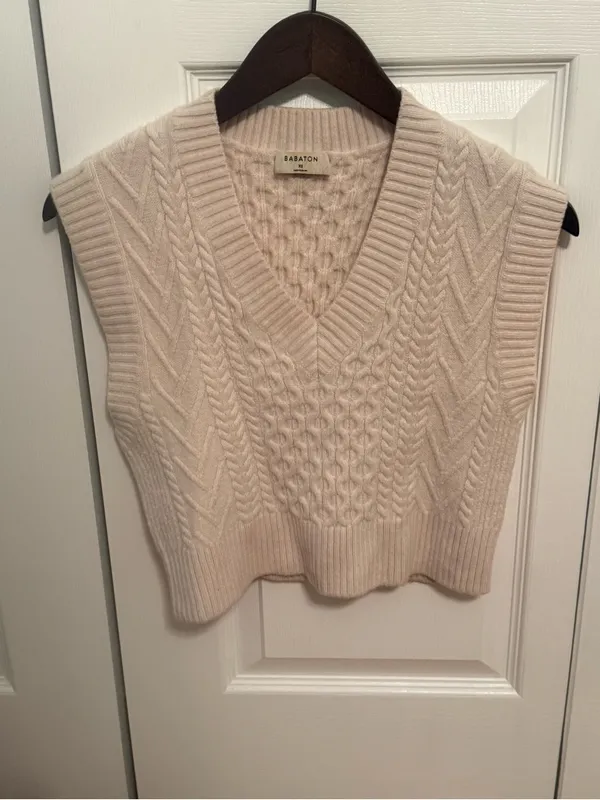 Aritzia Babaton Emporia Cropped Cable Knit Wool Sweater Vest - Image 2