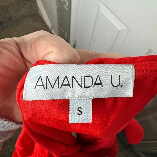AMANDA‎ UPRICHARD Red Off-Shoulder Mini Dress Size Small Cocktail Party - Image 4