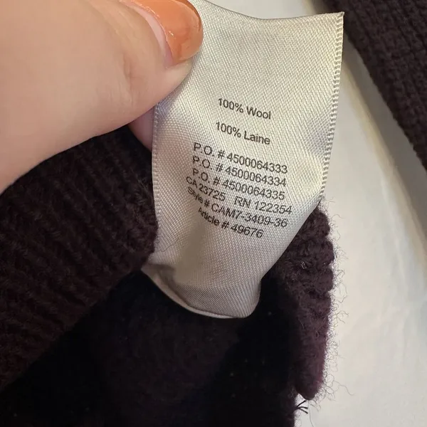 Aritzia Wilfred‎ Free XS Isabelli High Low Wool Waffle Knit Sweater Plum Purple - Image 4