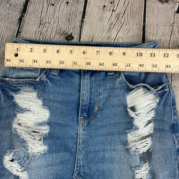 Y2K Hollister Denim Distressed Mini Skirt Jean size 00 - Image 10