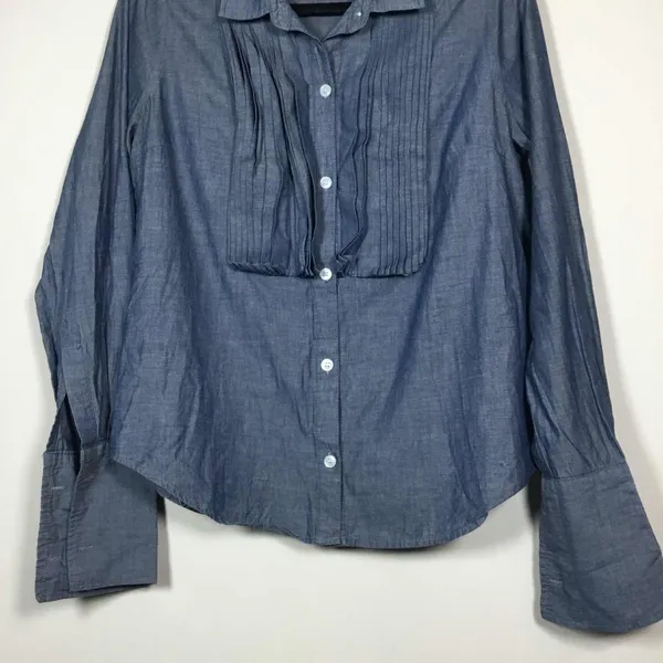 Love 21 Denim 100% Cotton Minimalist Clean Girl Casual Button‎ Down Shirt M - Image 3