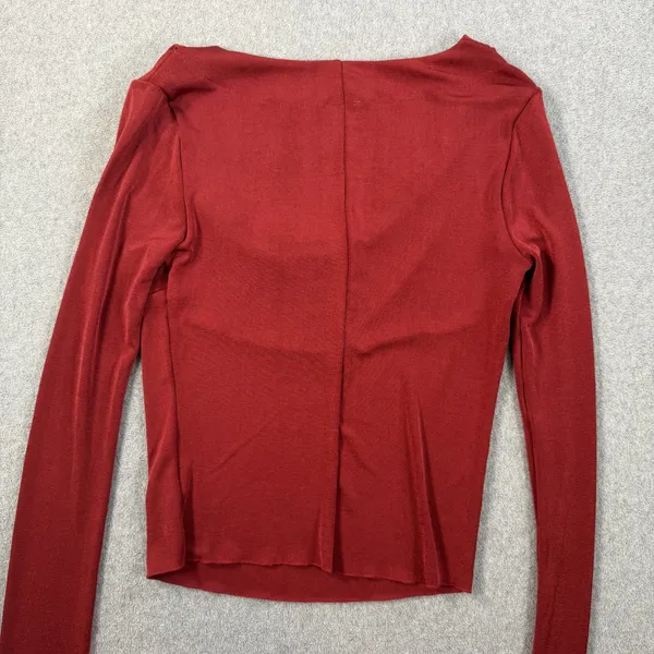 Intimately Free People Women's Large Red Cowl Neck Long Sleeve Cropped Top - Image 9