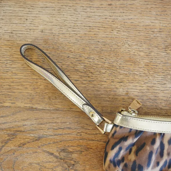 Lauren Ralph Lauren Leopard Print Mini Wristlet Pouch Gold Trim Animal Print Bag - Image 4