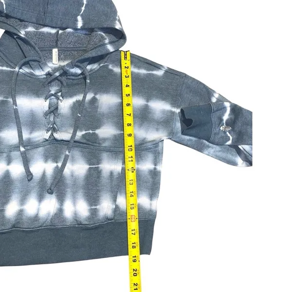 FP Movement Hoodie XS Blue Tie Dye Lace Up Cropped Sweatshirt Boho‎ Athleisure - Image 8