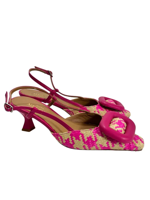Sesto Meucci Woven Houndstooth Slingback Kitten Heels - Image 13