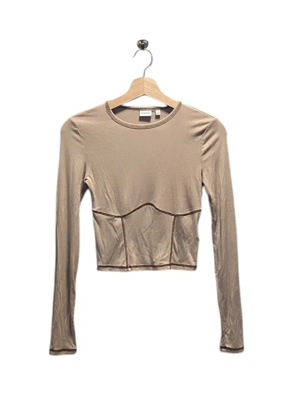 Aritzia Sunday Best Corset Stitch Crop Top Beige Size S Neutral Casual Y2K Retro - Image 2