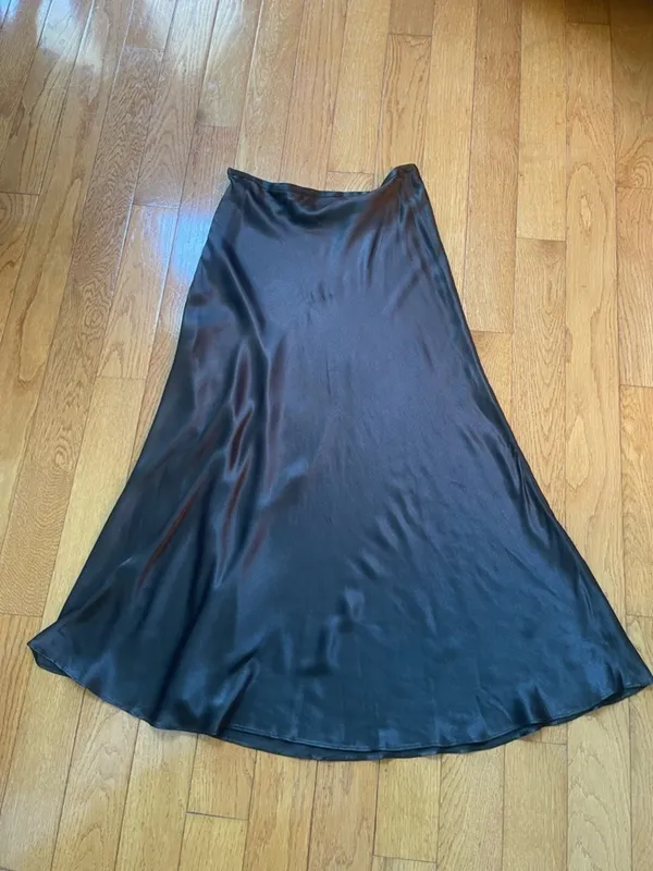 Truth by Republic Black Satin Viscose Maxi Slip Skirt Size 6 90s Minimalist Y2K - Image 4