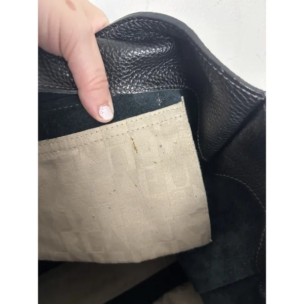 Furla Black Pebbled Leather Large Tote Bag Gold Hardware F Lock Charm - Image 10