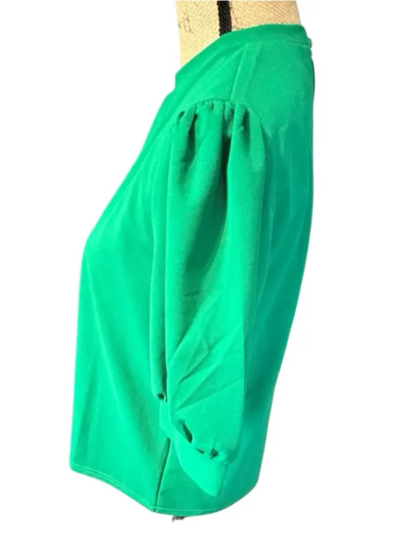 Women's Vibrant Green Puff Sleeve Blouse Size L (20” PTP) - Image 3