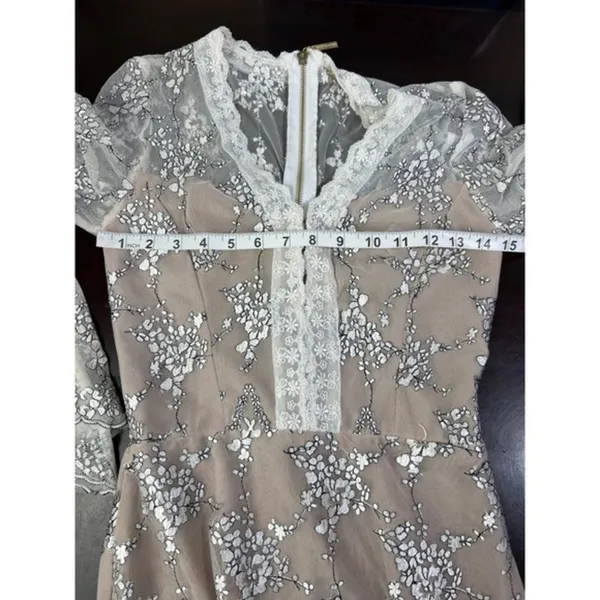 Bronx & Banco White Lace Floral Illusion Midi Dress Fits S Ethereal Elegance - Image 7