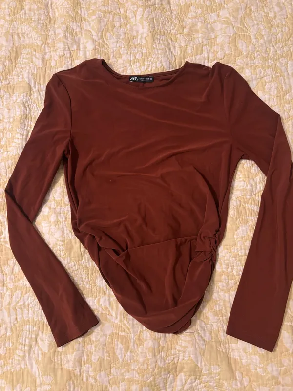 ZARA Brown Long Sleeve Top - Image 3