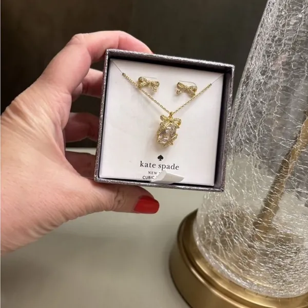 Kate Spade Gold Necklace and Earrings Set - Image 4