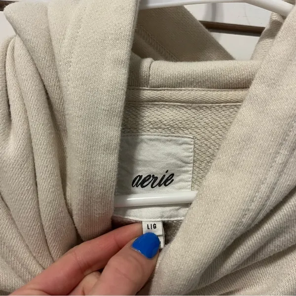 Aerie Cream Side Ruched Hoodie - Image 5
