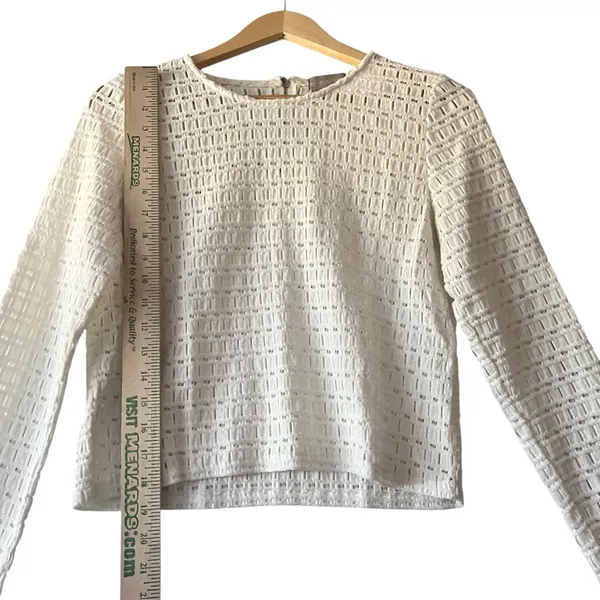 Evolution By Cyrus Chic Cream Textured‎ Cut Out Women's Sz S Blouse Neutral - Image 6