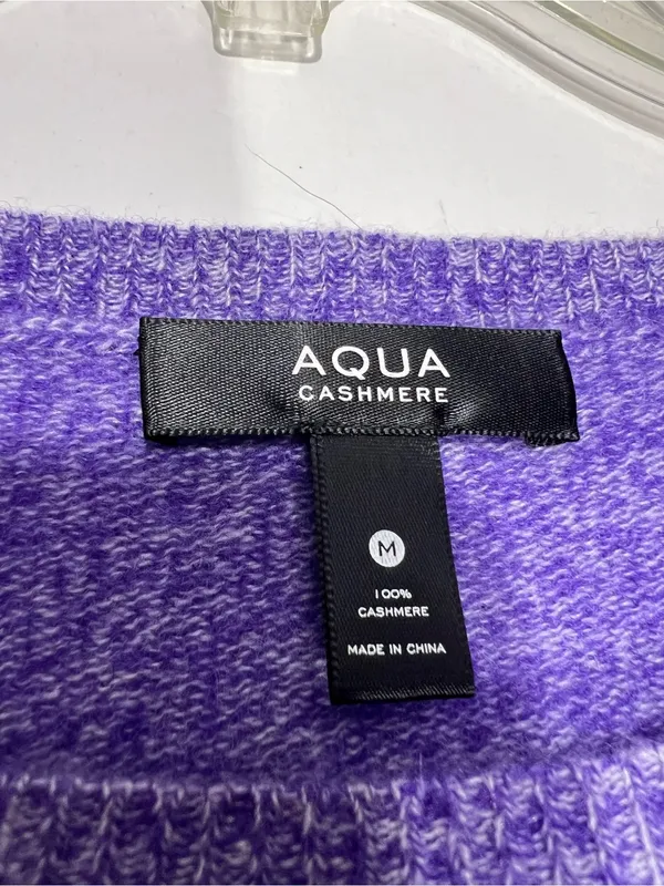 AQUA Cashmere 100% Cashmere Rolled Edge purple Sweater size M - Image 7