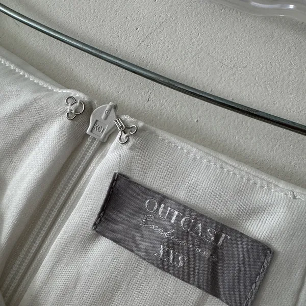 Outcast Ivory White Satin Cinched Draped Skirt Adjustable‎ - Image 9